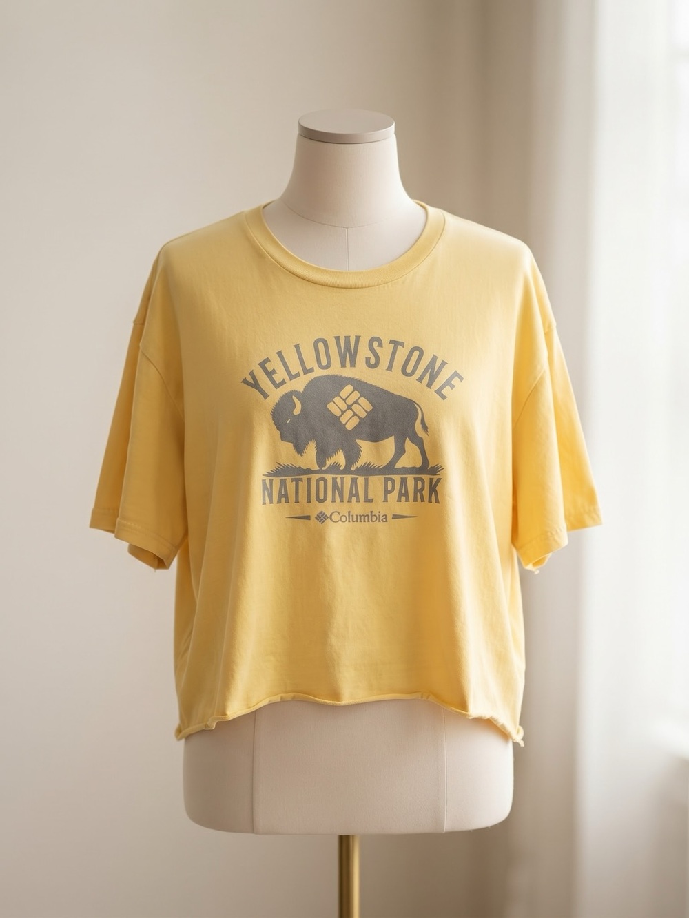 Columbia Yellowstone National Park Yellow Graphic Tee (cut to be a crop top) XXL